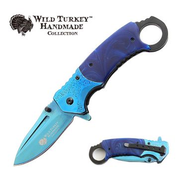Wild Turkey Handmade Karambit Spring Assist Knife 5" Closed