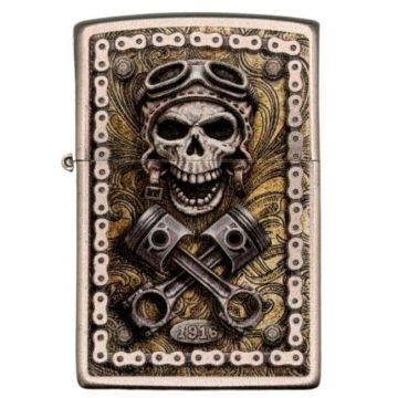 Motorcycle Skull Chrome Zippo Lighter