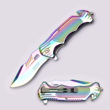 Dark Fantasy Blades Rescue Style Spring Assist Pocket Knife DF-1377RB
