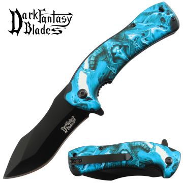 Dark Fantasy Blade Spring Assist Blue Knife
