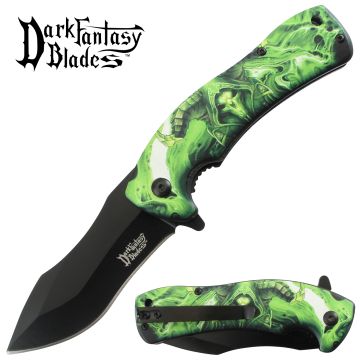 Dark Fantasy Blade Spring Assist Green Knife