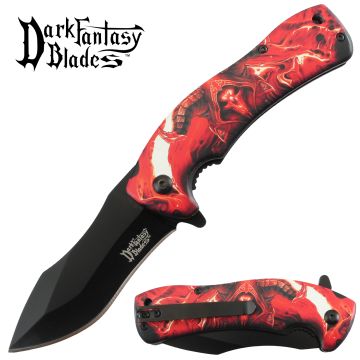 Dark Fantasy Blade Spring Assist Red Knife