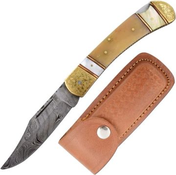 Damascus Steel Blade Manual Folding Pocket Knife