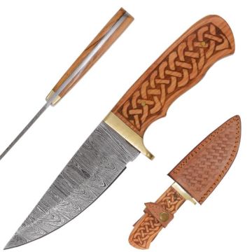 Old Ram Handmade Real Damascus Fix Blade Hunting Knife DM-542