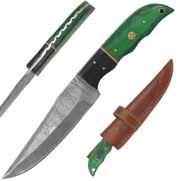 Old Ram Handmade Real Damascus Steel Blade Hunting Knife 326BKGN