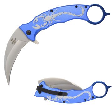 Snake Eye Tactical Karambit Style Spring Assist knife HGB068-SL-BL