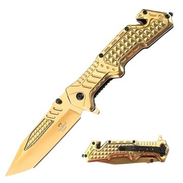 Snake Eye Tactical Heavy Duty Spring Assist Rescue Style Pocket Knife SE-0340GD