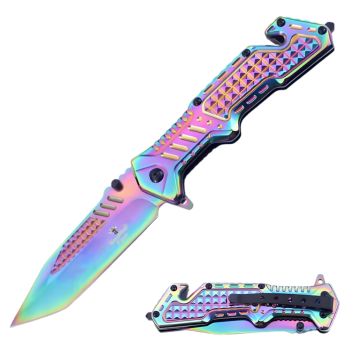 Snake Eye Tactical Heavy Duty Spring Assist Rescue Style Pocket Knife SE-0340RB