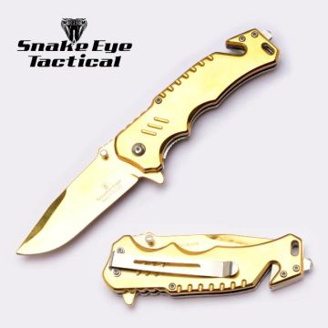 Snake Eye Tactical Rescue Style Spring Assist Knife SE-1385GD