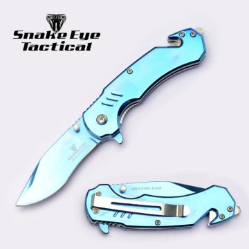 Snake Eye Tactical Rescue Style Spring Assist Knife SE-1386BL
