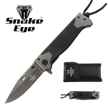 Snake Eye Tactical Spring Assist Pocket Folding Knife With Sheath SE-5013BK