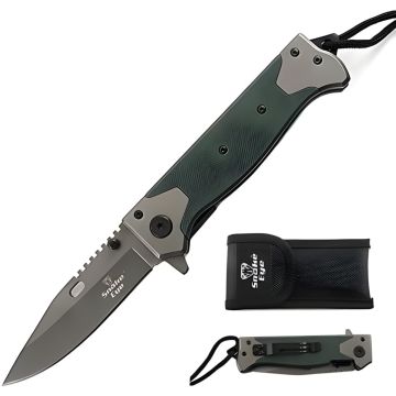Snake Eye Tactical Spring Assist Pocket Folding Knife With Sheath SE-5013GN