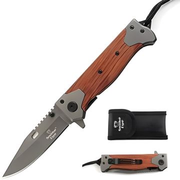 Snake Eye Tactical Spring Assist Pocket Folding Knife With Sheath SE-5013WD