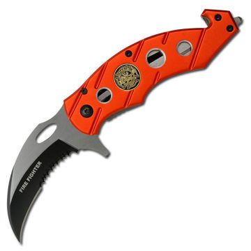 " Fire Fighter " Karambit Rescue Folder Action Assist Knife