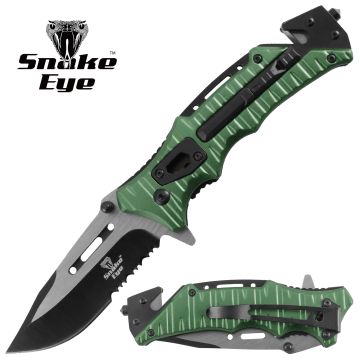 Snake Eye Tactical Rescue Style Survival Spring Assist Folding Knife SE-5379GN