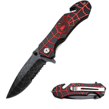 Spider Collection Rescue Style Spring Assist Pocket Knife SE-707RB