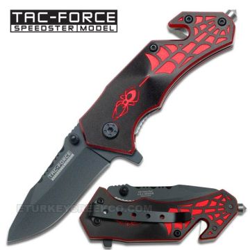 " Mini Spider " Rescue Style Spring Assist Knife 3.5" Black