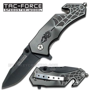 " Mini Spider " Rescue Style Spring Assist Knife 3.5" Grey