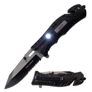 TAC-FORCE Rescue Style Spring Assist Knife With LED light TF-835SH