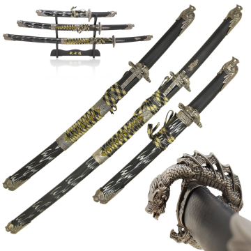 Snake Eye Tactical Dragon Samurai Sword Set with Wooden Stand SE-037-BK4