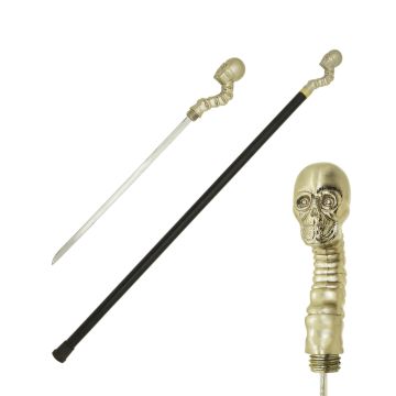 "Skull" Walking Cane With Hidden Sword 37" Overall