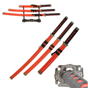 BladesUSA 3 Piece Sword Set with Display Stand SW-68R4