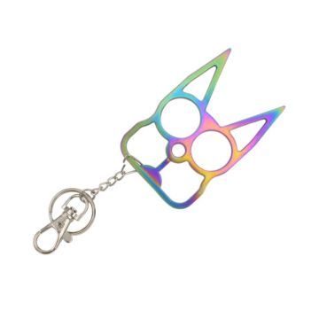 Cat Self Defensive Key Chain Size 3.14 X 1.96 inch Rainbow