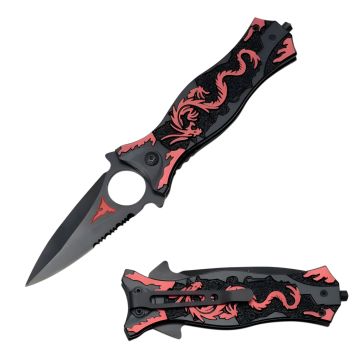 Dragon Style Spring Assist Folding Pocket Knife PK-851RD