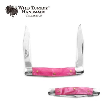 Wild Turkey Handmade 2 Bladed Pen Knife -Pink Pearl 2.85" Closed
