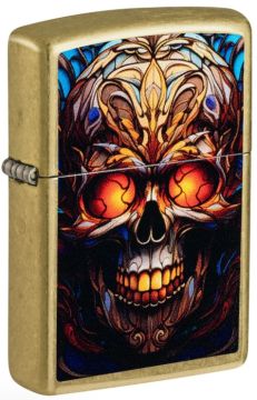 Stained Glass Skull Design Zippo Lighter - ZP-46715