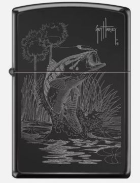 Guy Harvey Fishing Design, High Polish Black Lighter-ZP-46728
