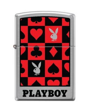Playboy Bunny Design, Brushed Chrome Finish Lighter - ZP-46733