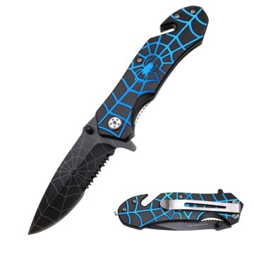 Spider Collection Rescue Style Spring Assist Pocket Knife SE-707BL