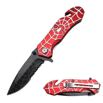 Spider Collection Rescue Style Spring Assist Pocket Knife SE-707GR