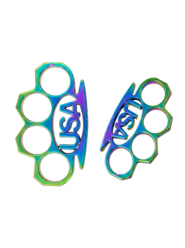 Heavy Duty Titanium Rainbow USA Buckle Knuckle & Paperweight  SE-1403RB