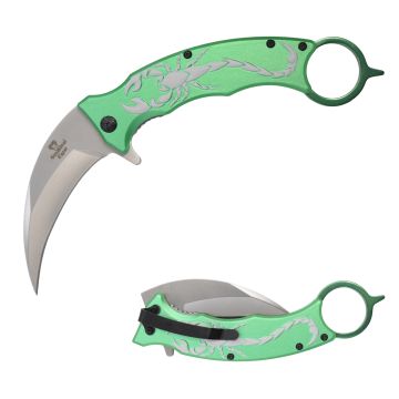 Snake Eye Tactical Karambit Style Spring Assist knife HGB068-SL-GN