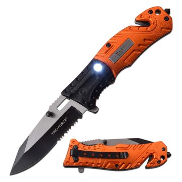 TAC-FORCE Rescue Style Spring Assist Knife With LED light TF-835EM