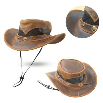 Western Breezer Real Leather Outback Cowboy Hat HAT-2