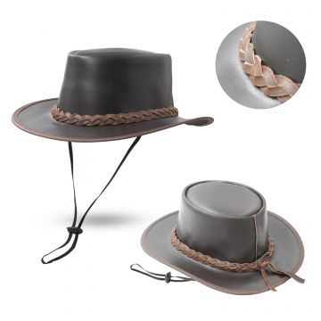 Western Classic Real Leather Outback Cowboy Hat HAT-4