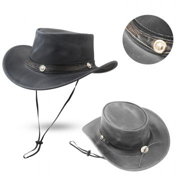 Western Style Real Leather Outback Cowboy Hat HAT-3