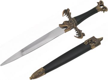 Snake Eye Tactical Dragon Gold Dagger With Scabbard MW-1004