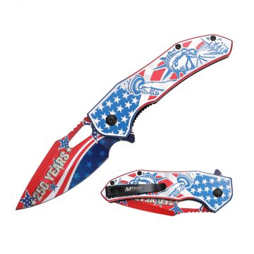 MTech USA 7.75" Statue of Liberty "Freedom 250" Spring Assisted Knife MT-A2066RD-250