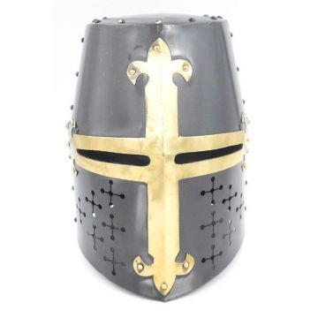 Medieval Warrior Templar Brass Crusader Helmet Knights Helmet HL-104