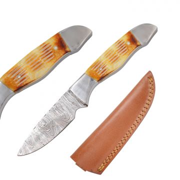 Wild Turkey Handmade Damascus Steel Fixed Blade Hunting Knife DM-790