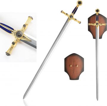 Medieval Warrior Masonic Ceremonial Sword With Wall Plaque KS-4915BL