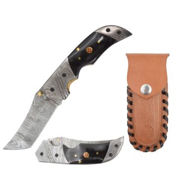 Wild Turkey Handmade Custom Damascus Manual Folding Knife DM-200H