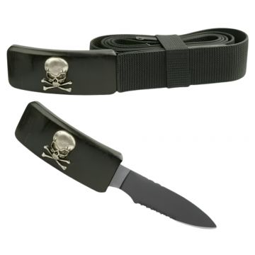 Adjustable Nylon Belt with Skull & Crossbones Buckle Knife DV-01SK