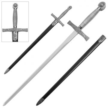 Medieval Warrior Crusader Sword with Wire-Wrapped Grip & Scabbard HK-5521