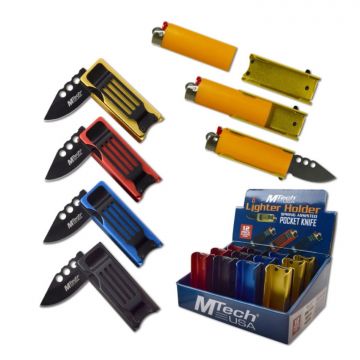 MTech USA 4.4" Spring Assisted Pocket Knife & Lighter Holder – Multi-Tool EDC