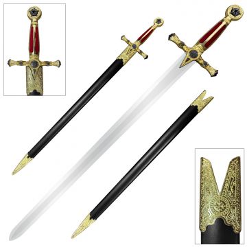 Medieval Warrior Masonic Ceremonial Short Sword with Red Velvet Handle & Scabbard MW-2008